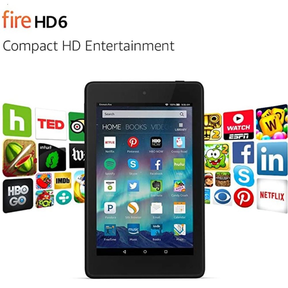Amazon Fire HD 6 Tablet, 6" HD Display, Wi-Fi with Case Great For Kids, Movies